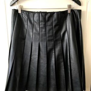 Black Pleather Pleated Skirt